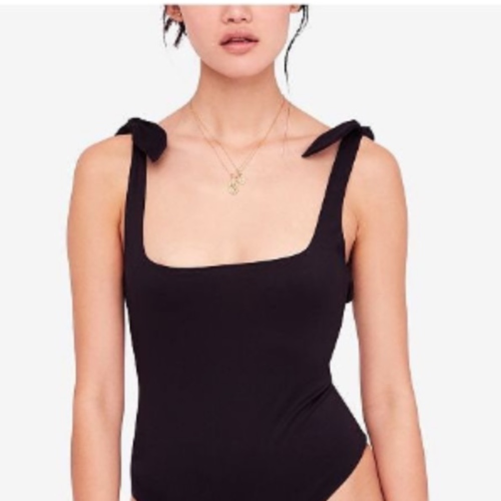 NEW Free People Black Body Suit with Bows